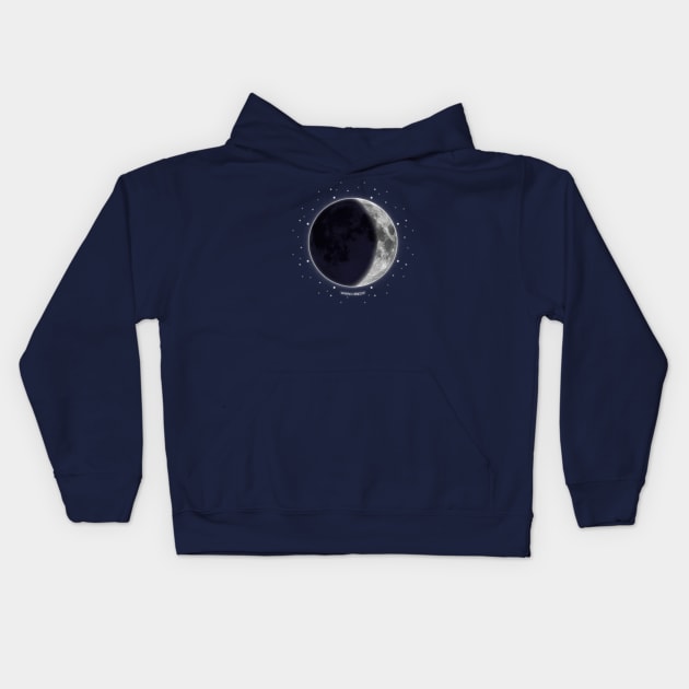 Waxing Crescent - Moon Phases Kids Hoodie by meownarchy